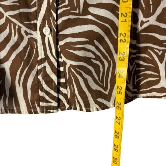 Jones New York Sport Brown & White Zebra Print Button-Up Long Sleeve Shirt - Picture 10 of 13